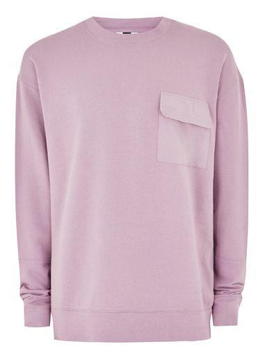 Topman Mens Purple Pocket Sweatshirt
