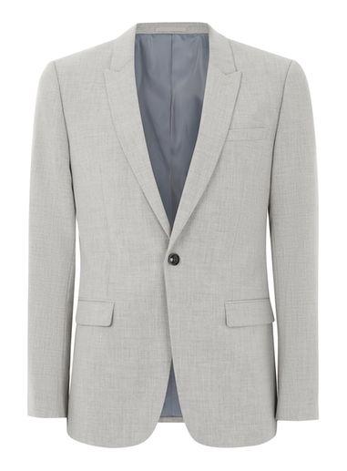 Topman Mens Grey Light Gray Marl Skinny Fit Suit Jacket