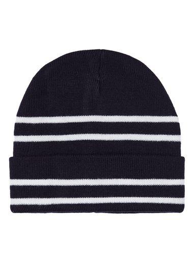 Topman Mens Black Navy And White Stripe Beanie