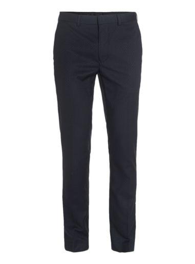 Topman Mens Blue Navy Jaquard Skinny Fit Tuxedo Pants