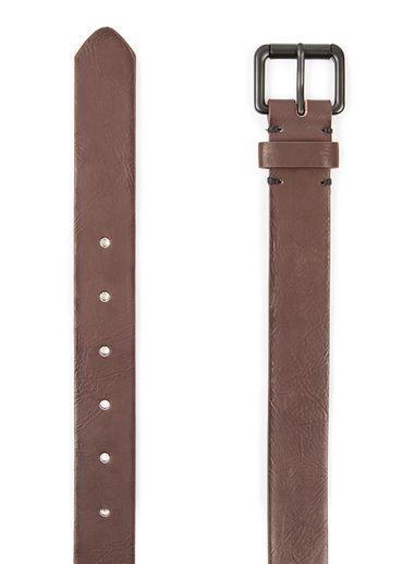 Topman Mens Black Brown Faux Leather Belt