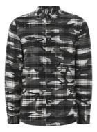 Topman Mens Black Check Camouflage Shirt