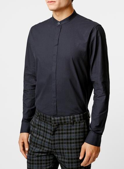 Topman Mens Blue Selected Homme Long Sleeve Navy Shirt