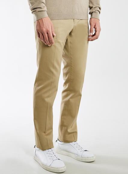 Topman Mens Beige Sand Cotton Twill Skinny Fit Trousers