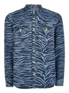 Topman Mens Blue Denim Tiger Long Sleeve Shirt