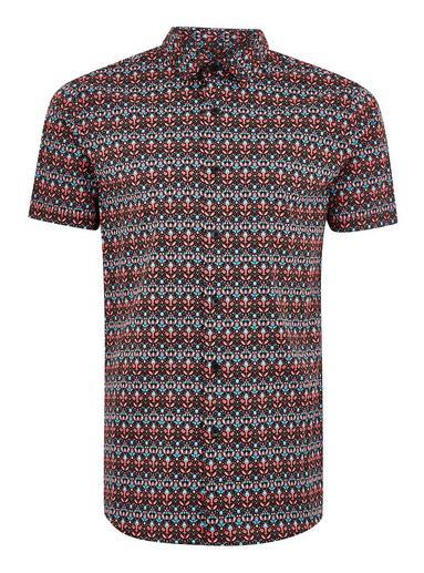 Topman Mens Multi Mirrored Feather Short Sleeve Shirt