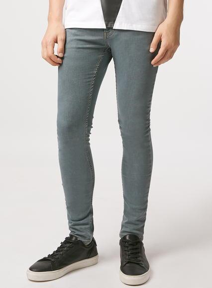 Topman Mens Blue Light Wash Spray On Jeans