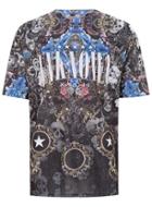 Topman Mens Blue Mesh 'unknown' Print T-shirt