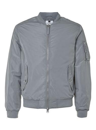 Topman Mens Mid Grey Steel Grey Ma1 Bomber Jacket