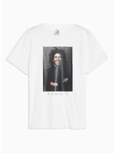 Topman Mens White Bob Marley T-shirt