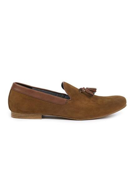 Topman Mens Brown Tan Faux Suede Tassle Loafers