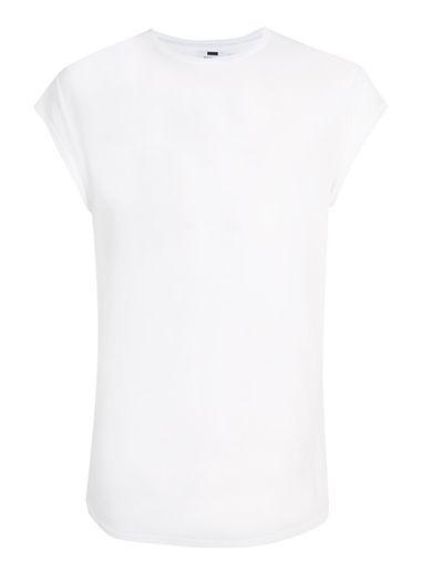 Topman Mens White Cap Sleeve Longline T-shirt