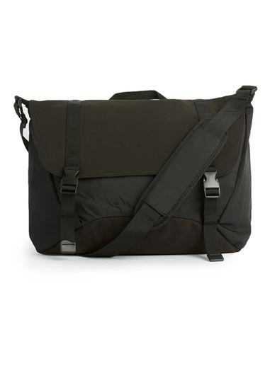 Topman Mens Black Faux Suede Base Side Satchel
