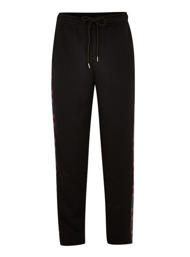 Topman Mens Black Check Side Tape Joggers