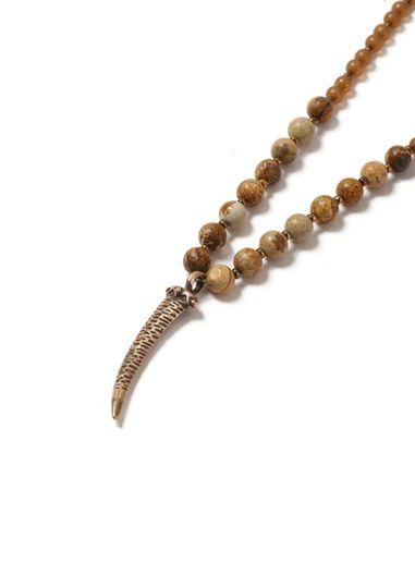 Topman Mens Brown Beaded Tusk Pendant Necklace*