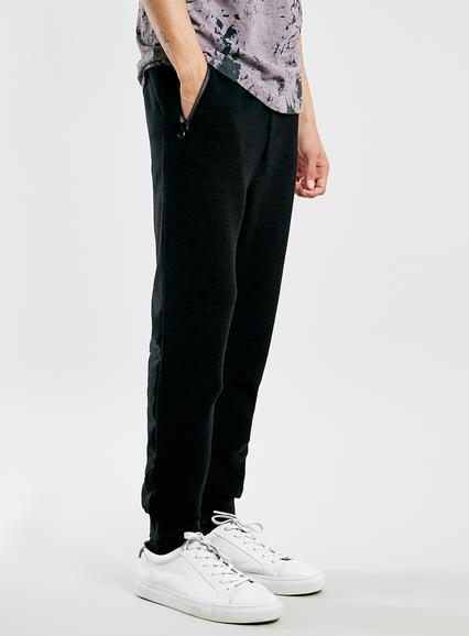 Topman Mens Black Ottoman Zip Joggers