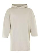 Topman Mens Brown Sand Raw Edge Three Quarter Length Sleeve Hoodie