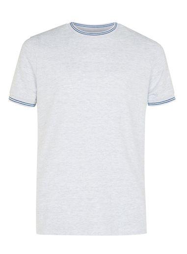 Topman Mens Grey And Blue Ringer T-shirt