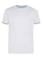Topman Mens Grey And Blue Ringer T-shirt