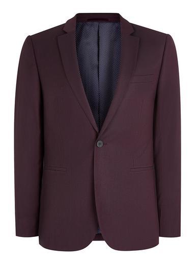 Topman Mens Red Plum Skinny Fit Suit Jacket