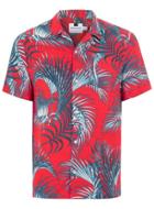 Topman Mens Red Palm Print Revere Shirt