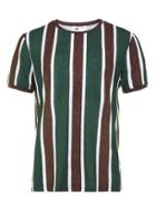 Topman Mens Green Stripe Slim Fit T-shirt