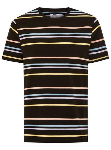 Topman Mens Multi Black Rainbow Striped T-shirt