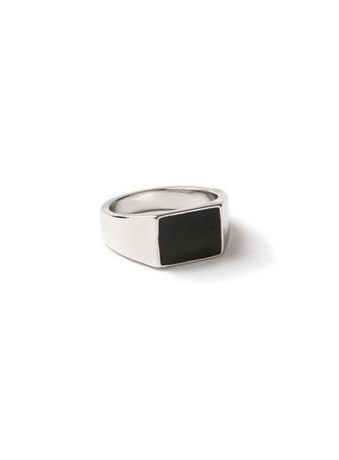 Topman Mens Black Silver Signet Ring*
