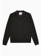 Topman Mens Grey Charcoal Merino V Neck Jumper