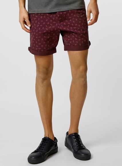 Topman Mens Red Burgundy Triangle Chino Shorts