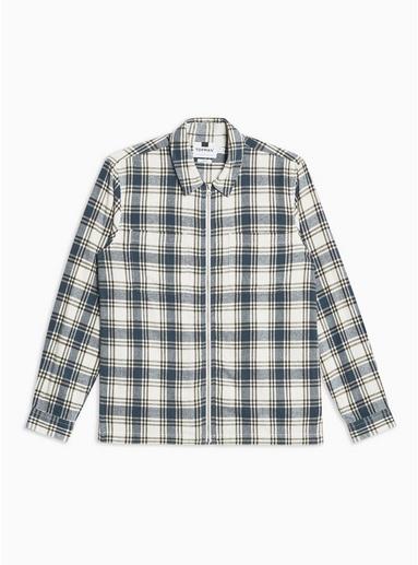 Topman Mens Blue And White Slim Shirt