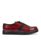 Topman Mens Red Tmd Burgundy Leather Wedged Derby Shoes
