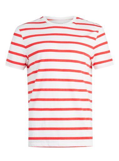 Topman Mens Multi Red And White Stripe T-shirt