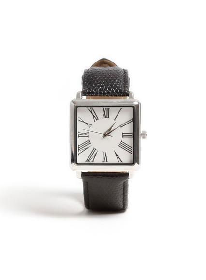 Topman Mens Black Square Leather Watch*