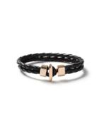 Topman Mens Brown Black Faux Leather And Gold Look Plaited Bracelet*