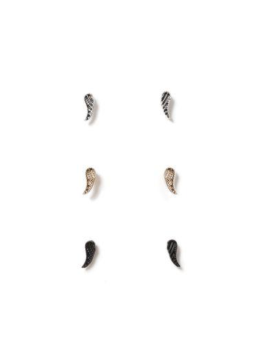 Topman Mens Metallic Mixed Metal Wing Earrings 3 Pack*