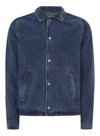 Topman Mens Blue Denim Coach Jacket