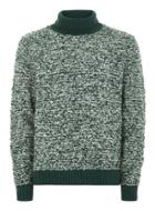 Topman Mens Ltd Green Stripe Roll Neck Boucle Sweater