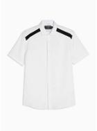 Topman Mens White And Black Panel Slim Shirt