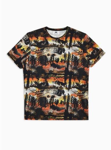 Topman Mens Red Abstract Printed T-shirt
