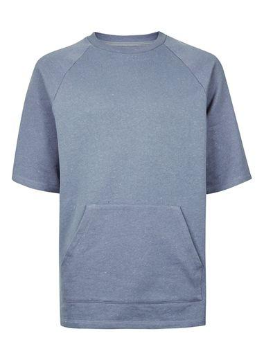 Topman Mens Ltd Blue Short Sleeve Raglan Sweatshirt