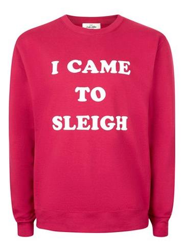 Topman Mens Purple The London Knitwear Company Red I Came To Sleigh Ugly Sweater*