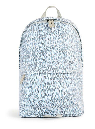 Topman Mens White And Blue Lined Backpack