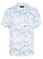 Topman Mens Blue And White Scribble Print Revere Collar Shirt