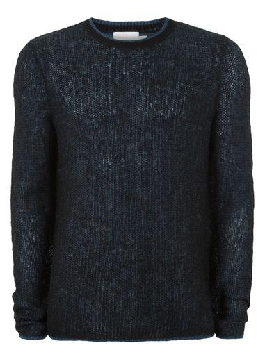 Topman Mens Blue And Black Mohair Sweater