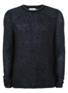 Topman Mens Blue And Black Mohair Sweater