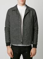 Topman Mens Black Brushed Cotton Check Coach Jacket