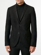 Topman Mens Black Flannel Ultra Skinny Suit Jacket