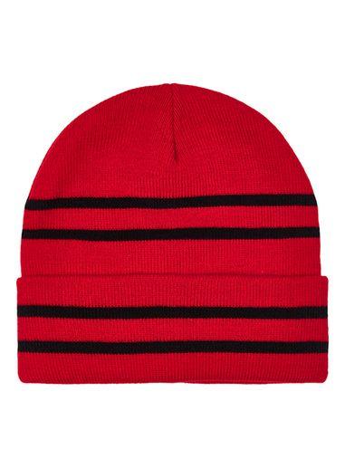 Topman Mens Red And Black Stripe Beanie