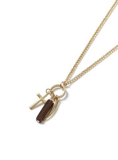 Topman Mens Brown Gold Look Cluster Pendant Necklace*